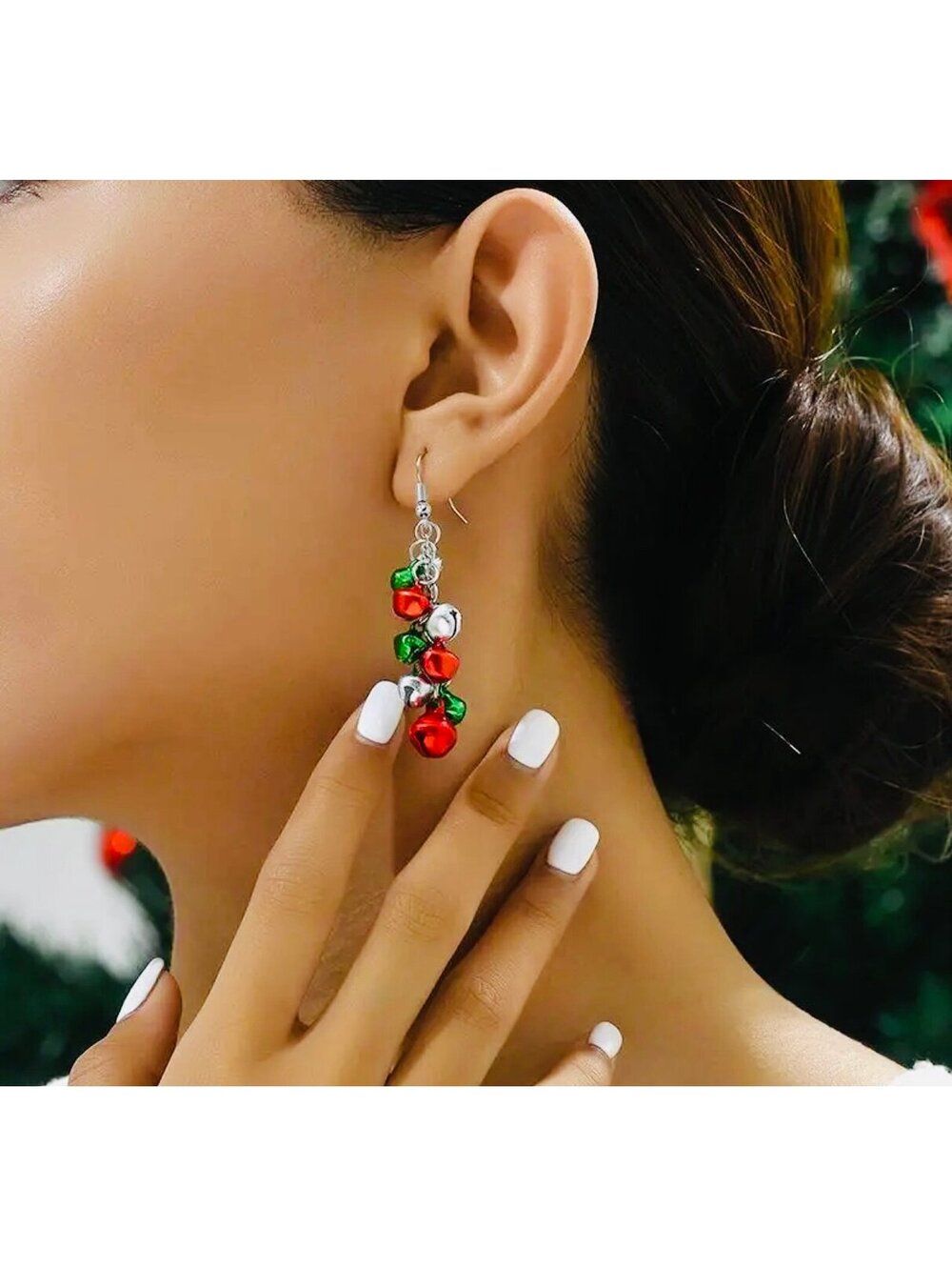 New - Stainless Steel Christmas Colorful Bell Dangle Drop Earrings